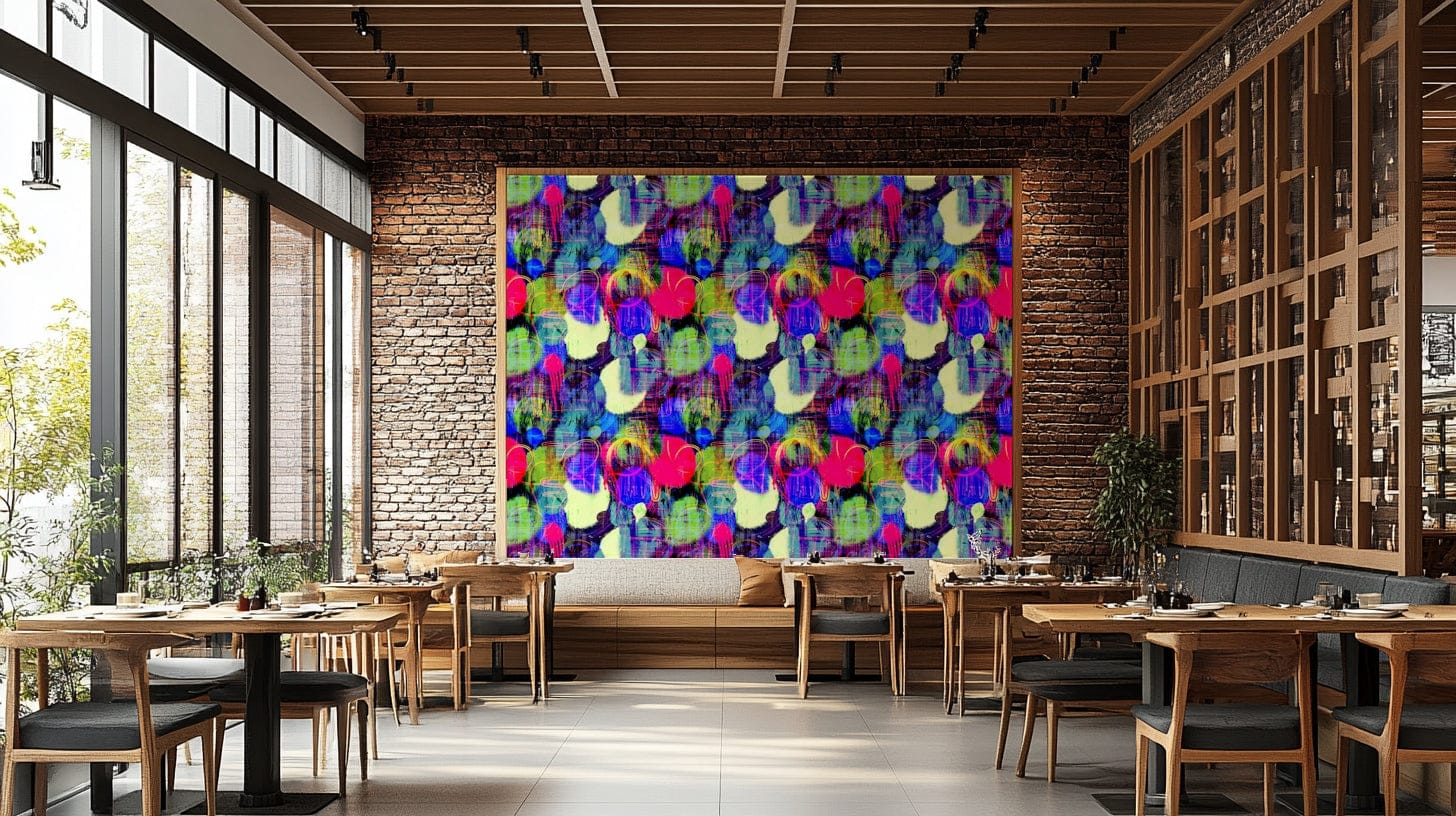 Colorful Street Wall Wallpaper on a living room wall

