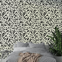 Brush Doodle Wallpaper on a living room wall

