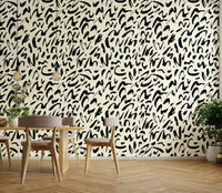 A studio decorated with an abstract wall mural

