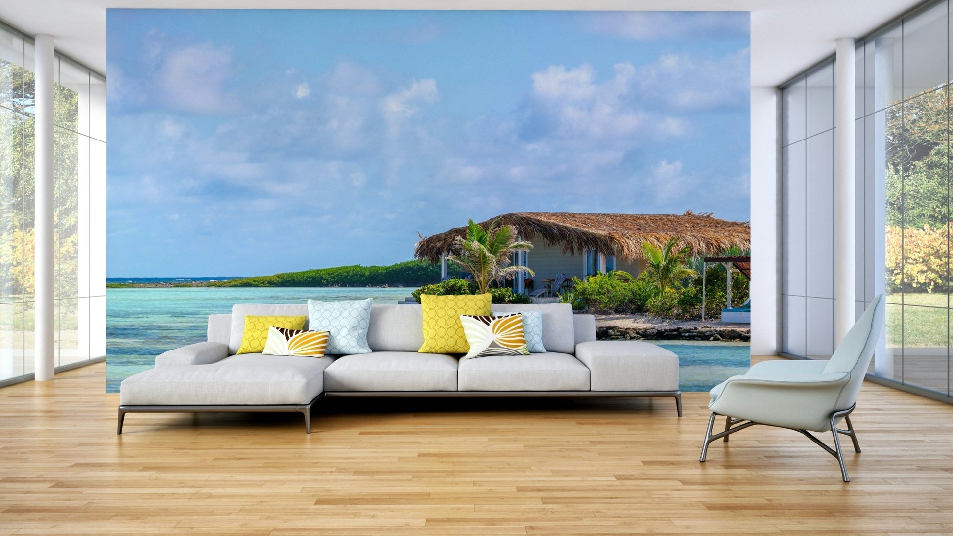 Bonaire Coast wallpaper for a living room.

