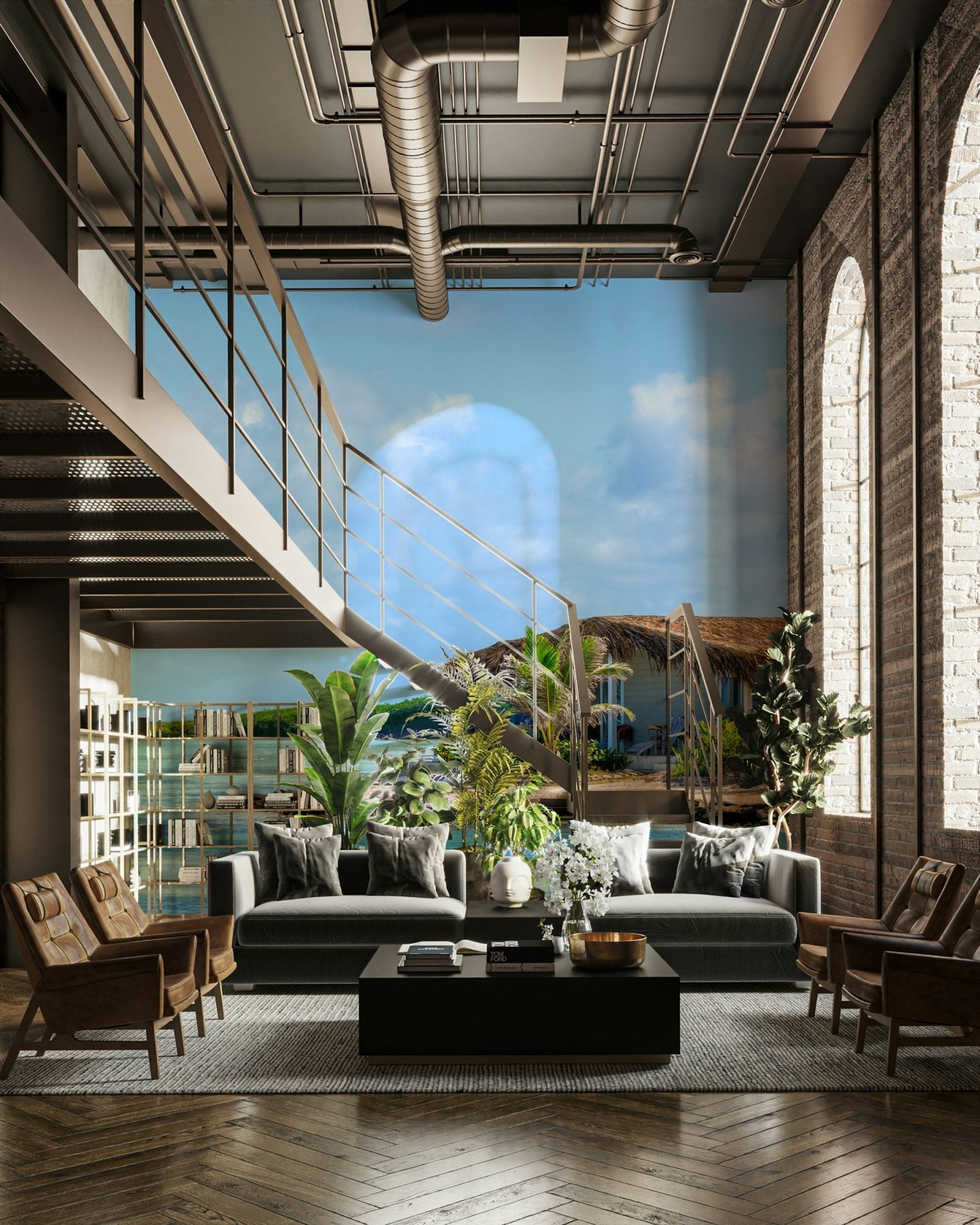 Wallpaper showing a relaxing vacation scene.

