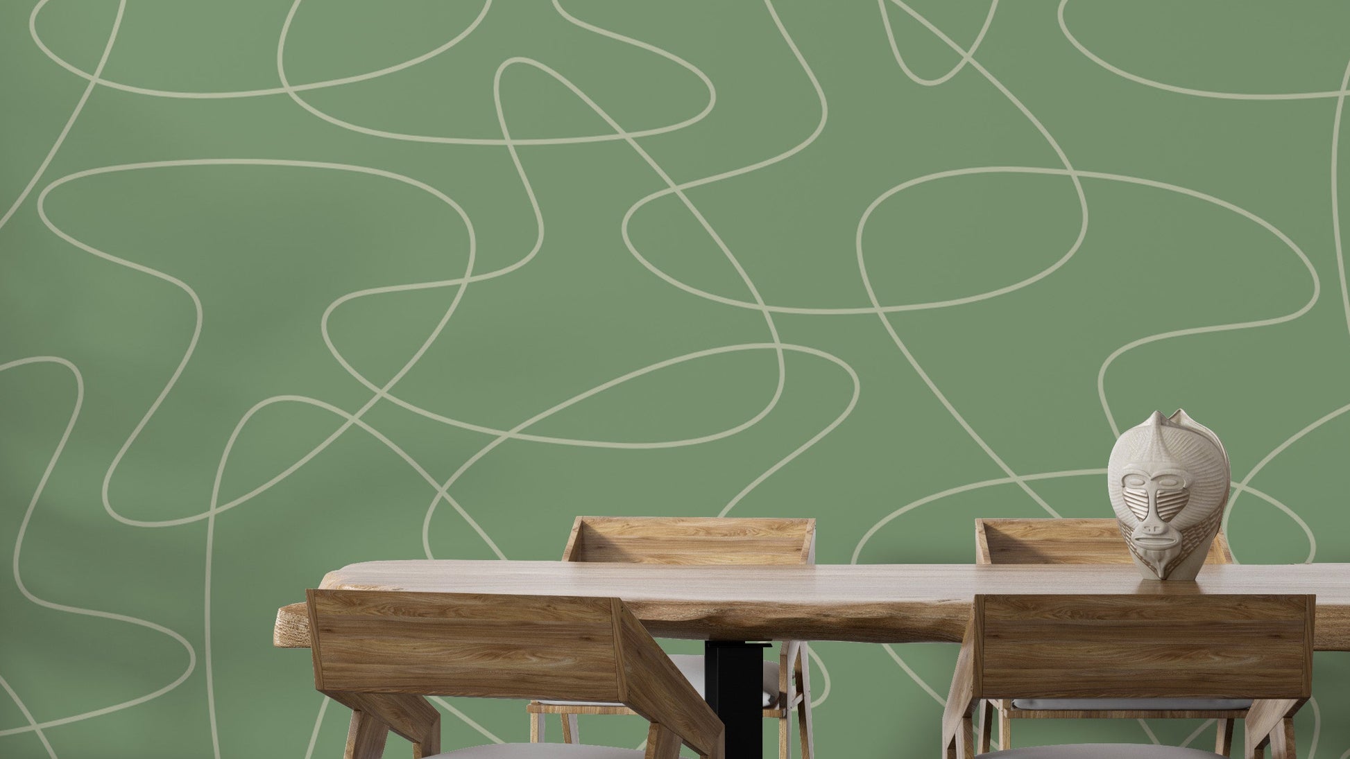 Retro green boomerang wallpaper pattern