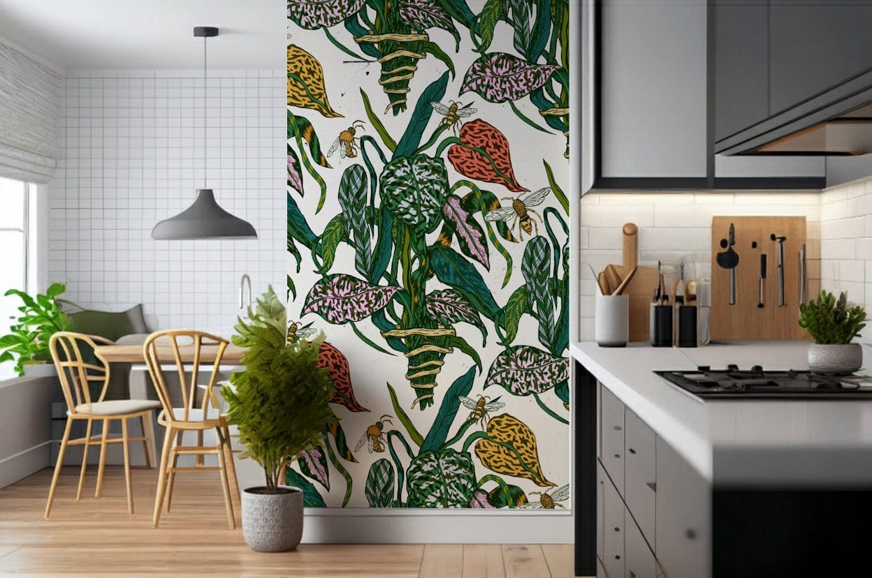 An artistic nature inspired mural for home decor.