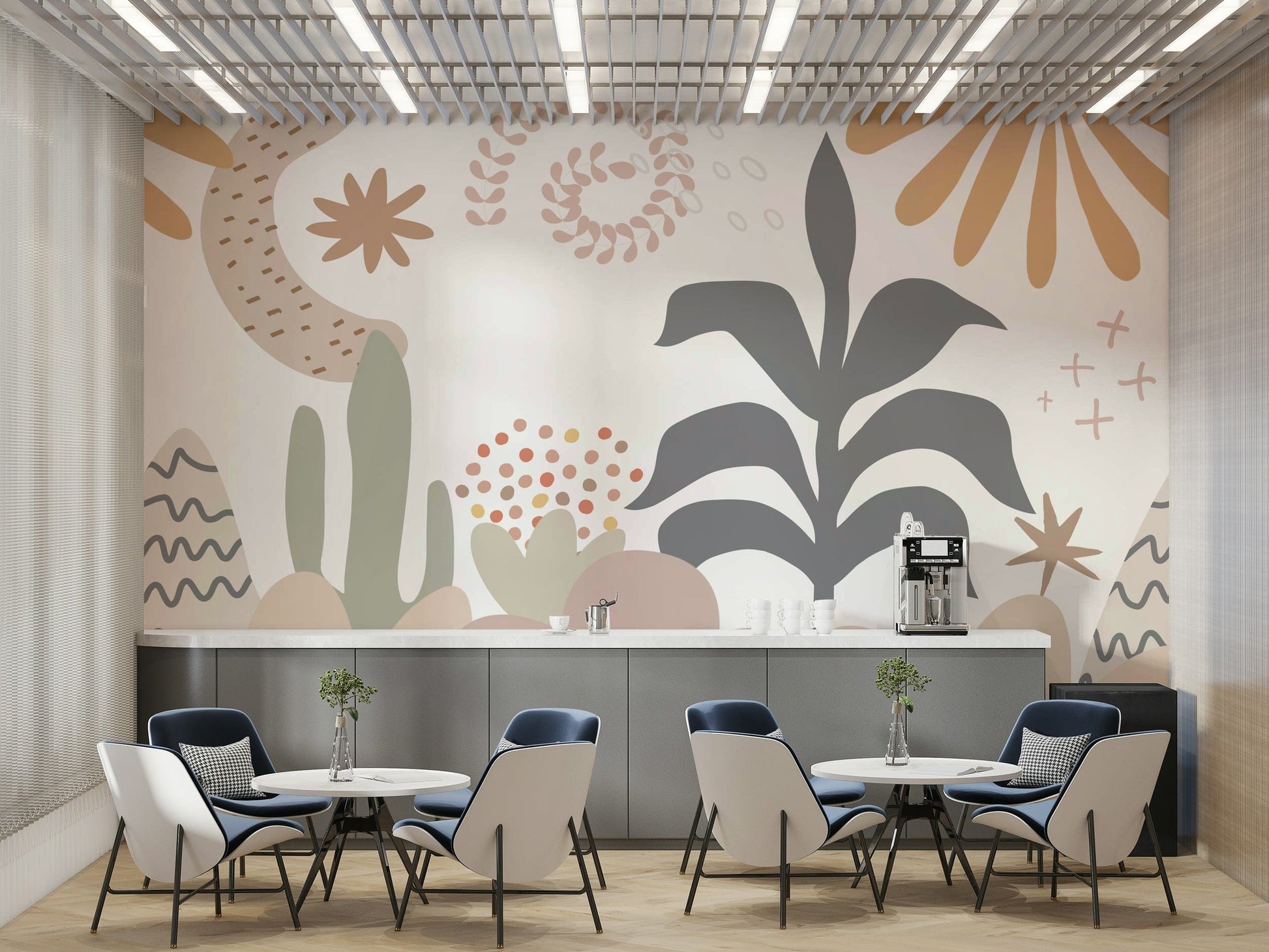 The composition is a repeating, soft botanical pattern.

