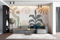 The design features soft, stylized leaves and plants.

