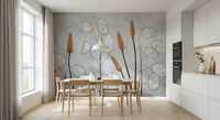 A contemplative leaf design wallpaper mural for a feature wall.

