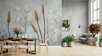 A serene botanical pattern wall mural for your decor.

