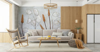 A beautiful subtle leaf wallpaper mural for a modern home.


