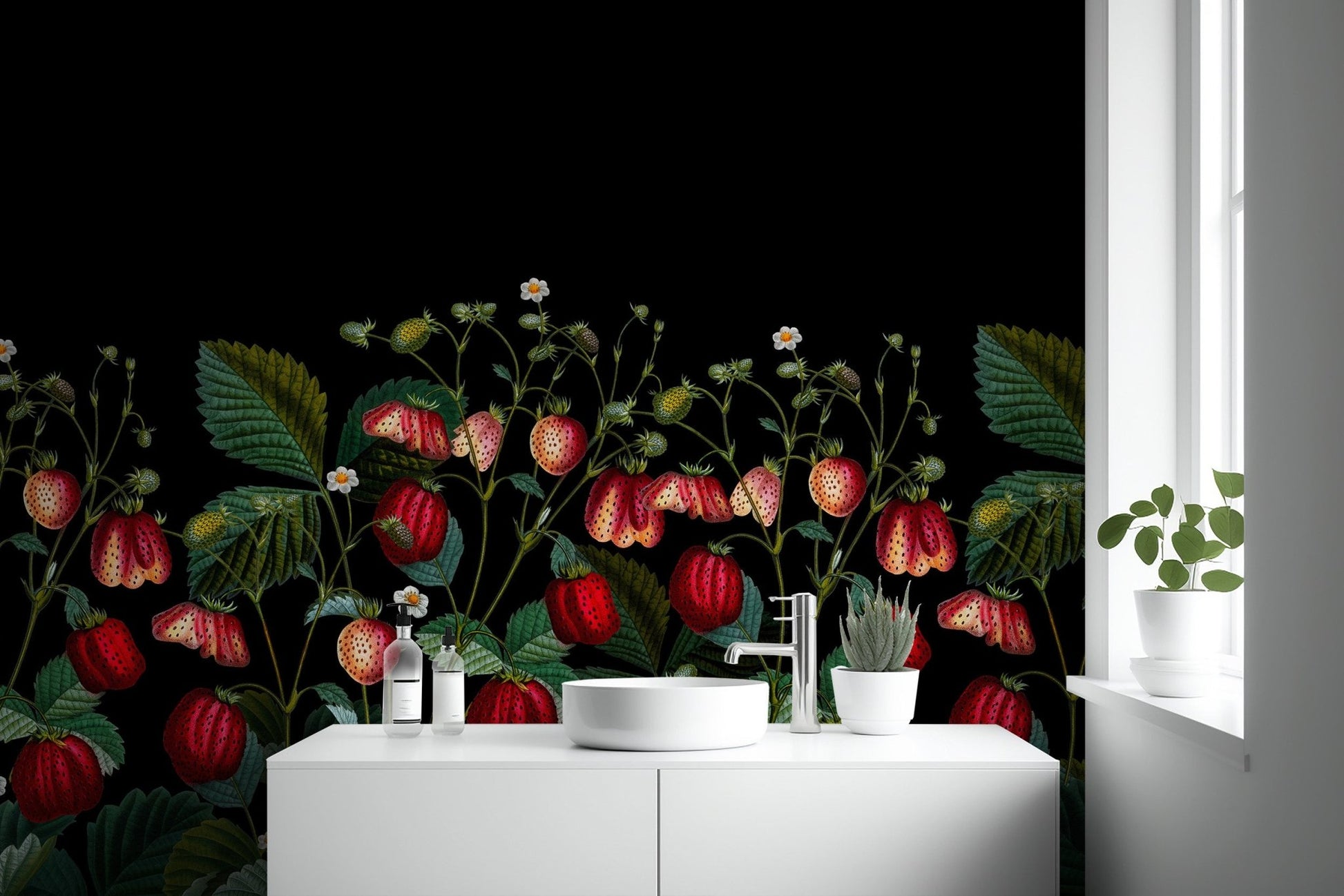 Soft creams and rich berry tones.

