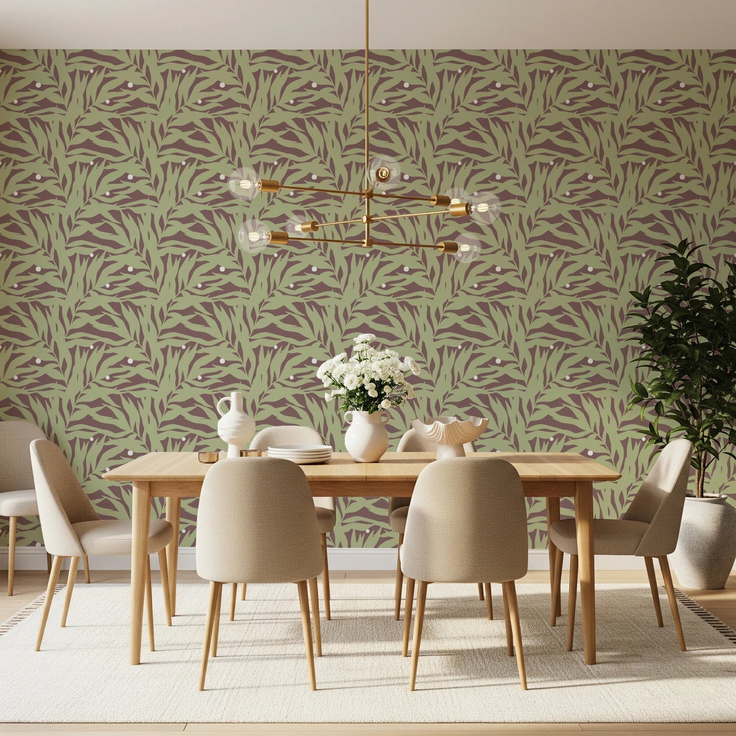 Botanical Echo Scattered Leaves Wallpaper⁠