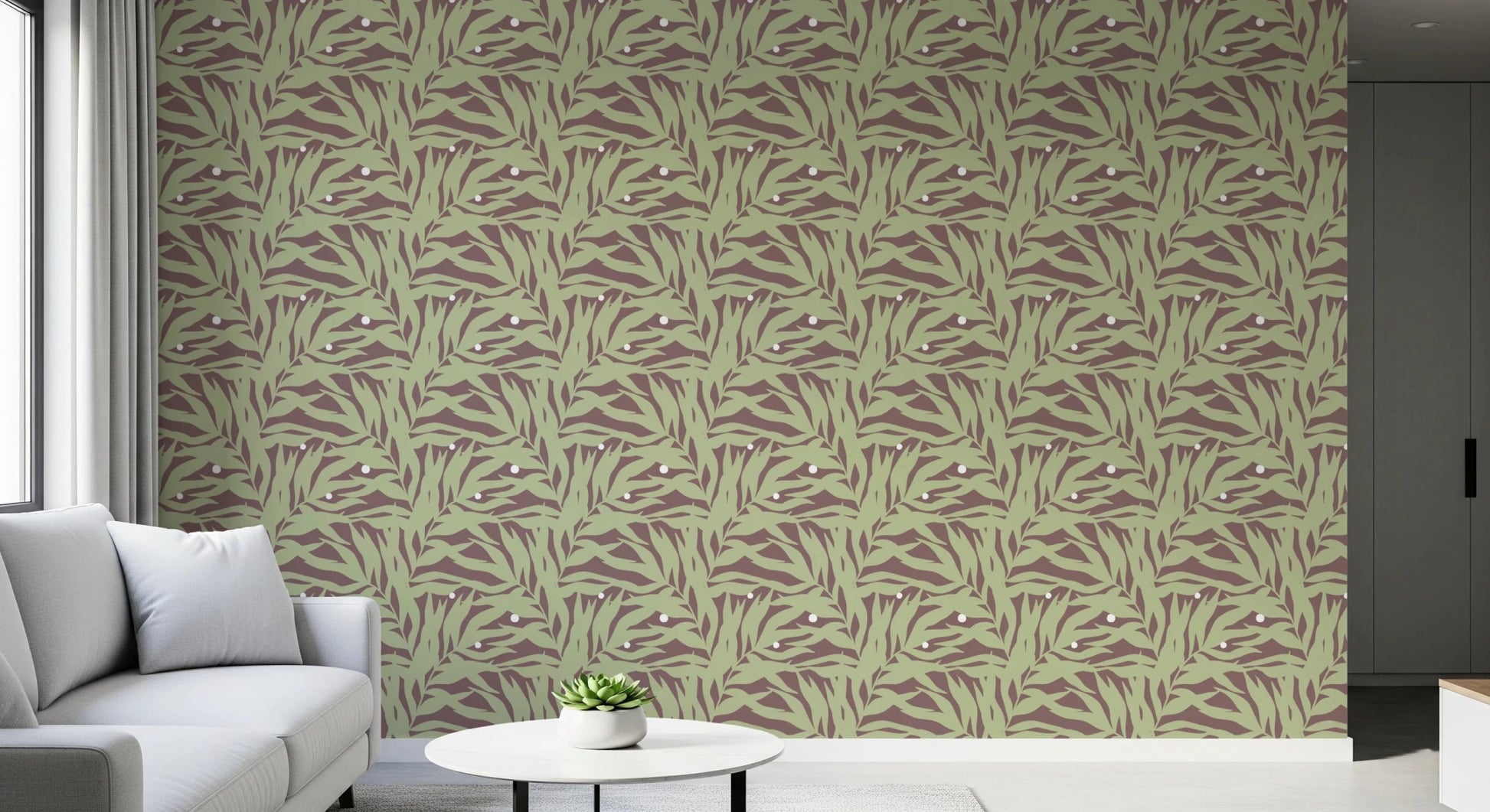 Botanical Echo Scattered Leaves Wallpaper⁠