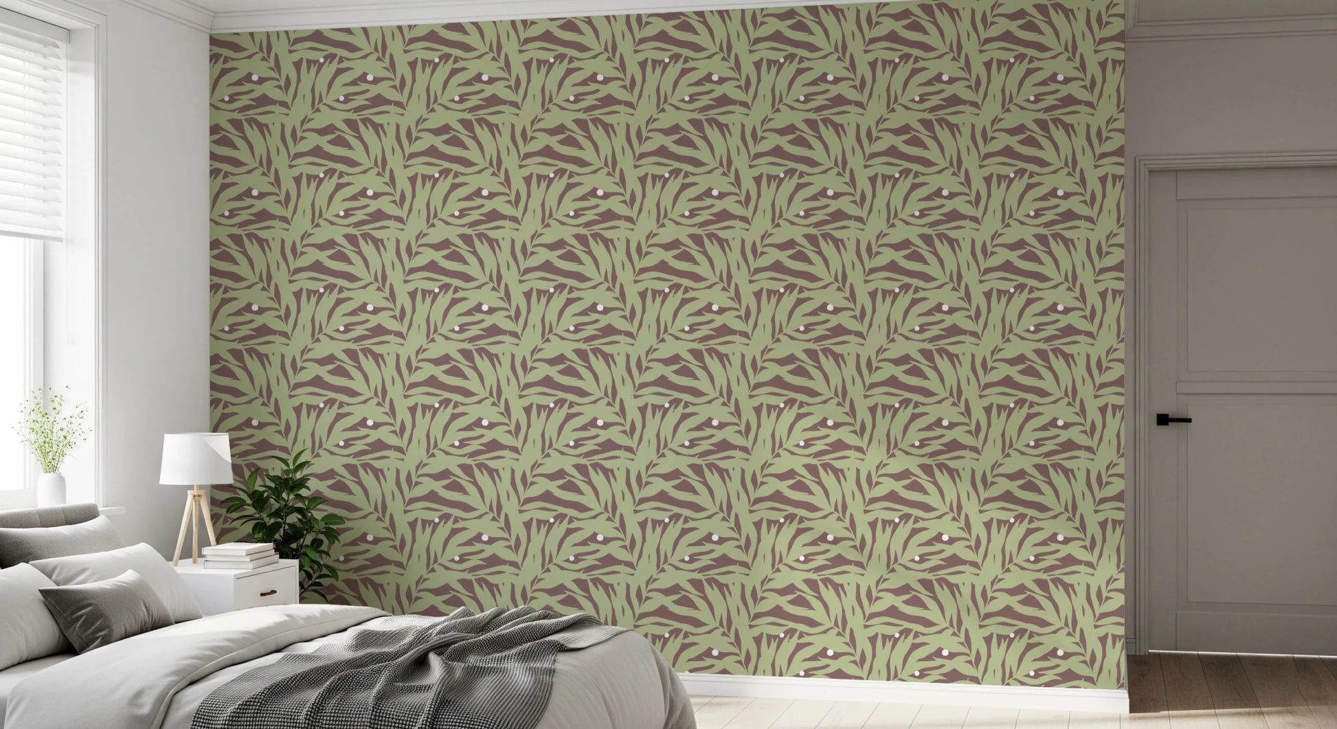 Botanical Echo Scattered Leaves Wallpaper⁠