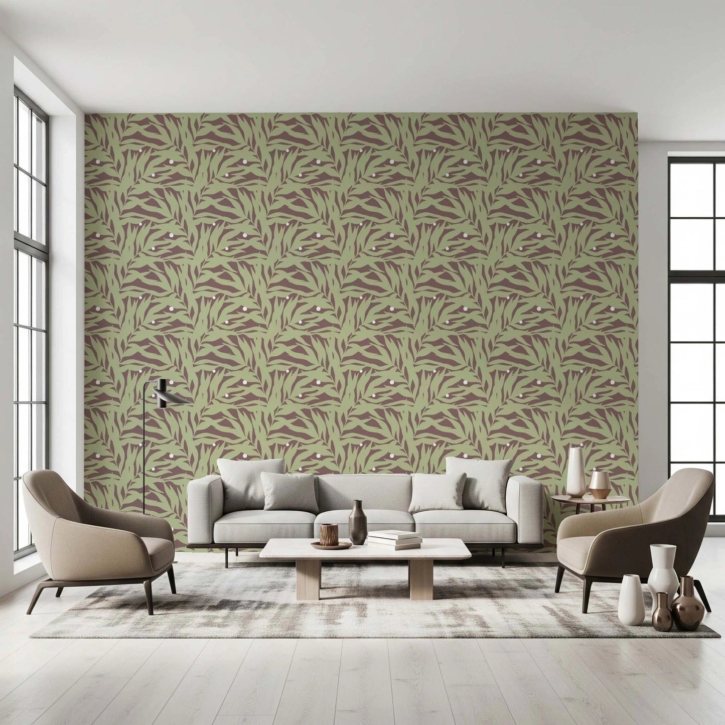 Botanical Echo Scattered Leaves Wallpaper⁠