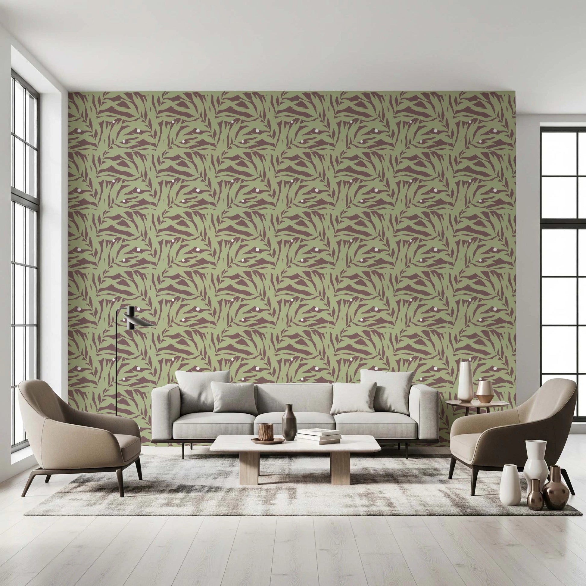 Botanical Echo Scattered Leaves Wallpaper⁠