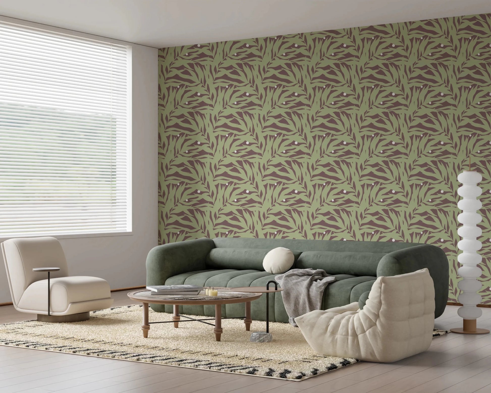 Botanical Echo Scattered Leaves Wallpaper⁠
