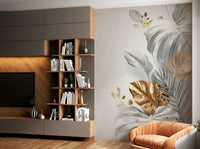 Subtle floral pattern mural for calming interiors

