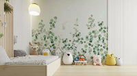 Eucalyptus branch mural for modern interiors

