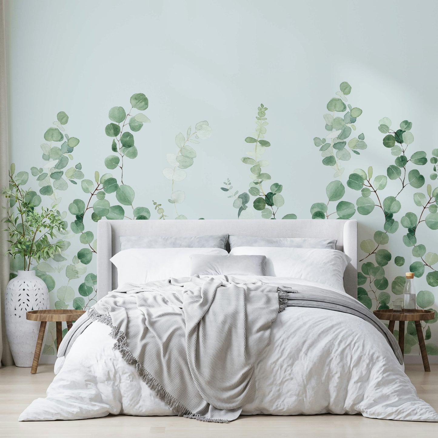 Elegant botanical eucalyptus mural for walls

