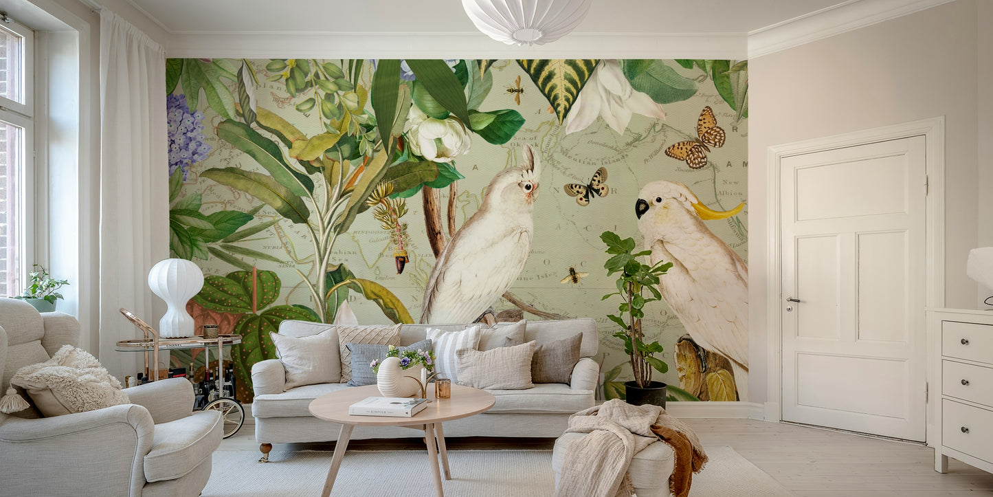 Colorful tropical wallpaper for interiors

