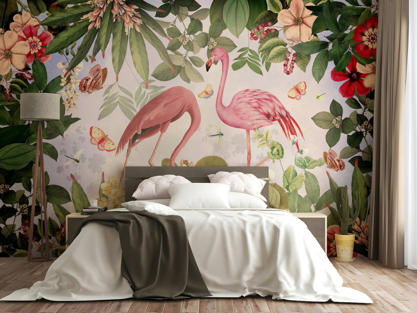 Soft pink flamingo wallpaper design

