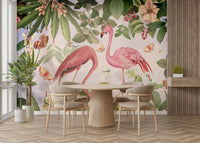 Tropical bird wallpaper with plants

