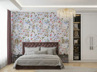 Bold botanical design featuring a mix of florals and greenery.

