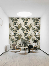 Living room with Botanical Geometry feature wall


