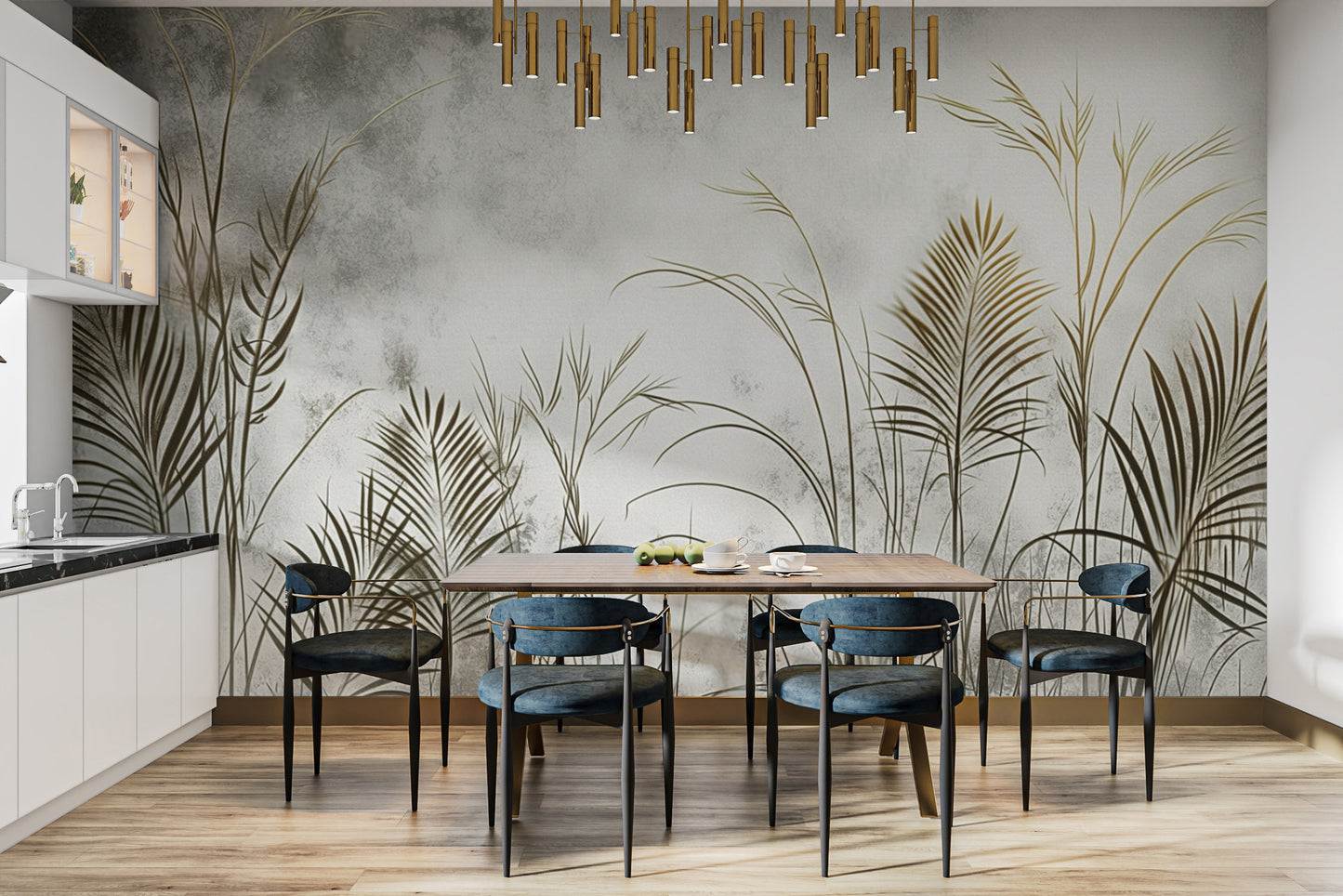 Botanical Gold Leaves Wall Mural