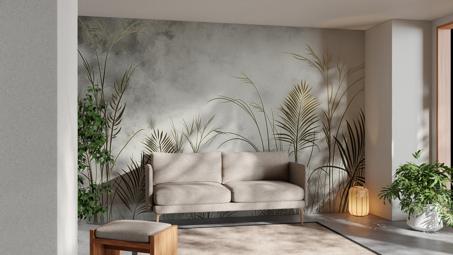 Botanical Gold Leaves Wall Mural
