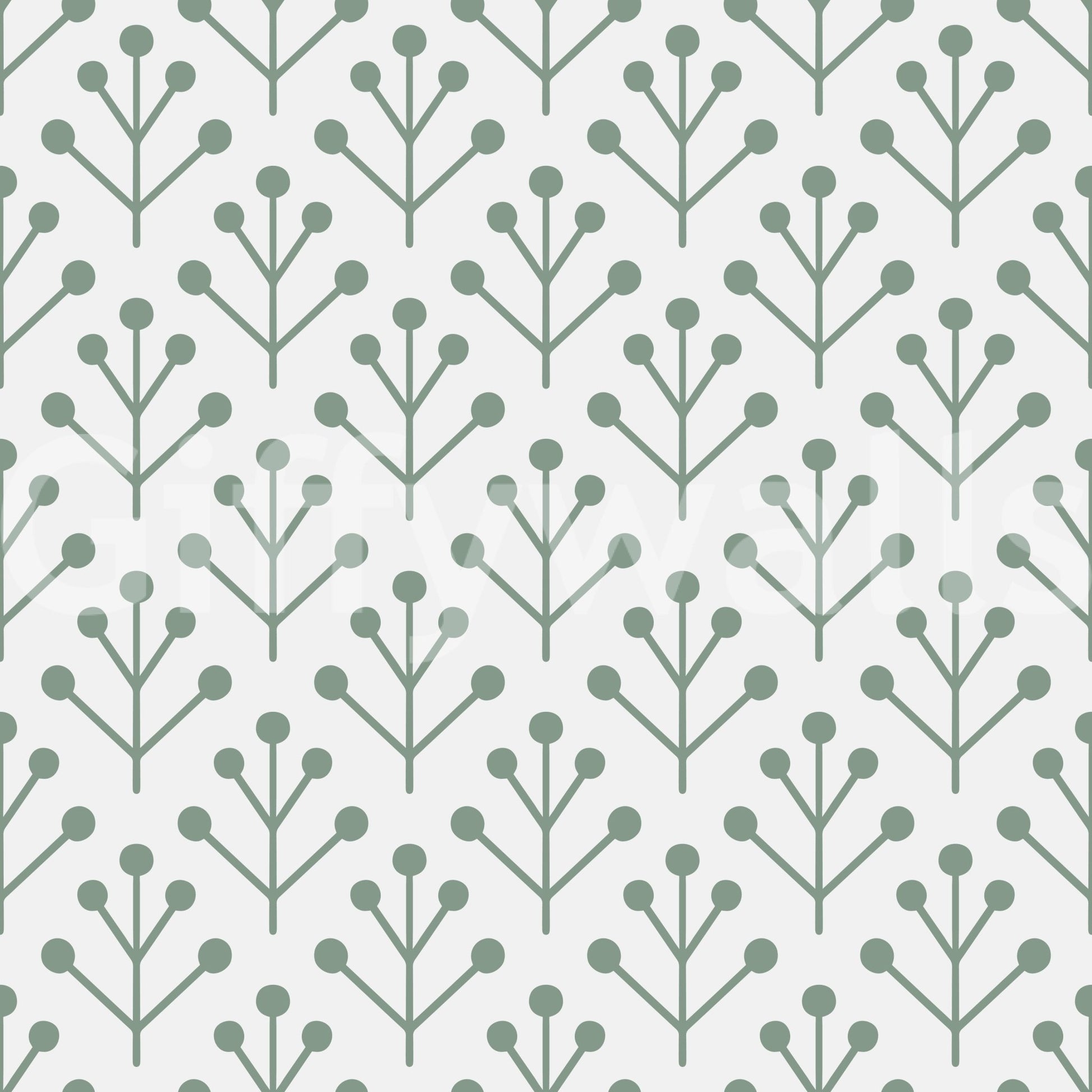 Neutral wall mural with botanical shapes

