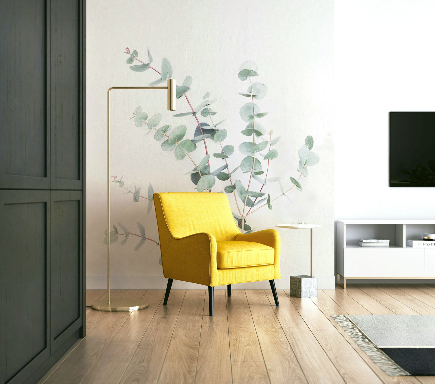 Neutral wallpaper with fine foliage design

