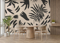 A calming foliage design wallpaper mural that defines a space.

