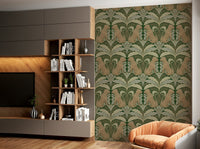Botanical animal print wallpaper in a bold layout

