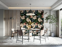 Serene tropical garden wallpaper for relaxing spaces

