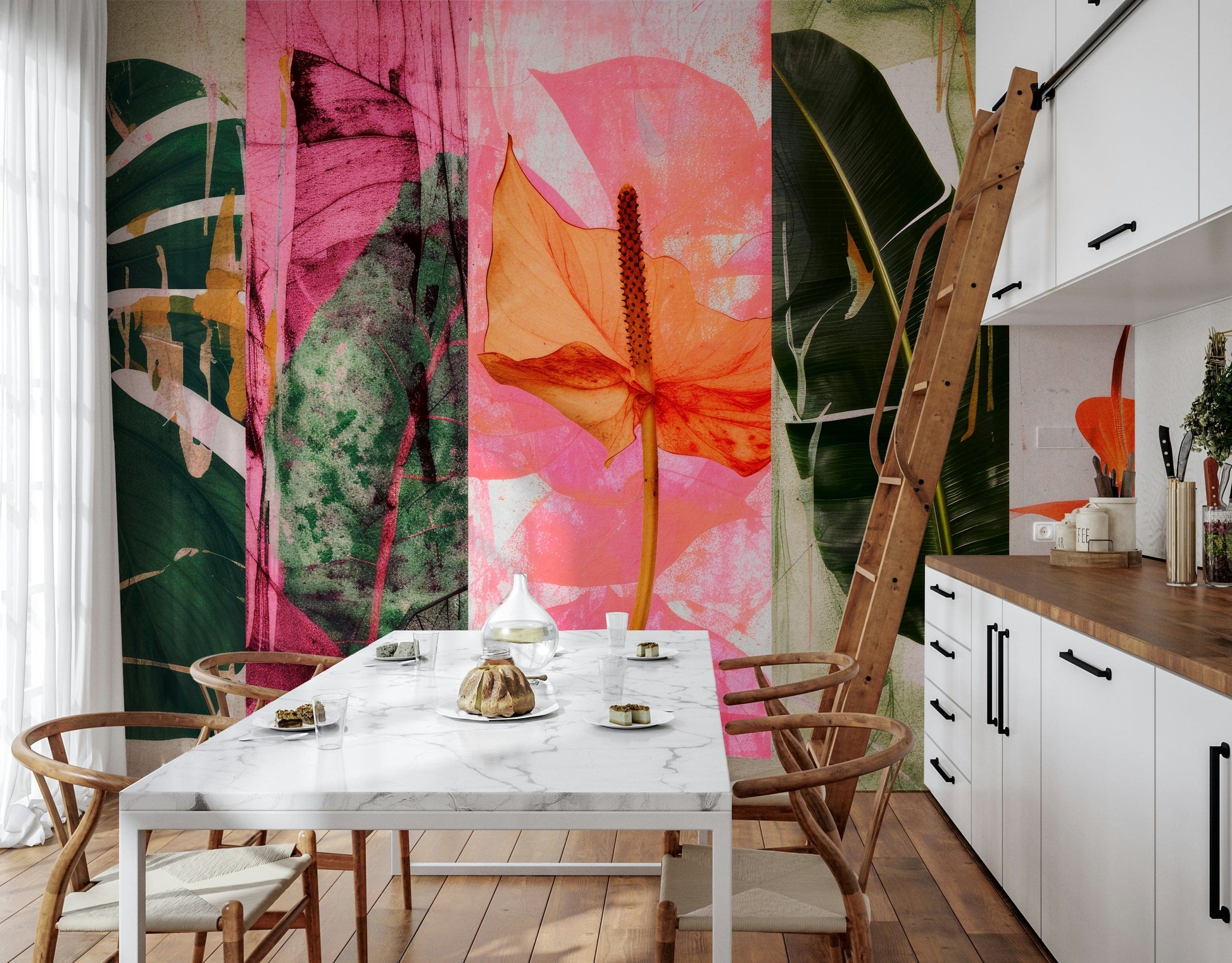 A serene abstract flower wall mural for your decor.

