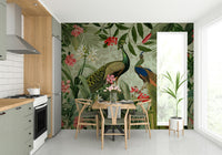 Sophisticated wallpaper with exotic birds

