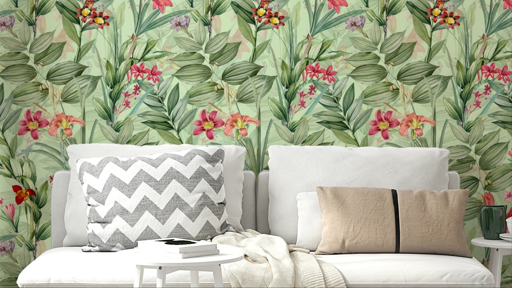 Botanical Rhapsody 1 wallpaper featuring delicate floral and greenery designs

