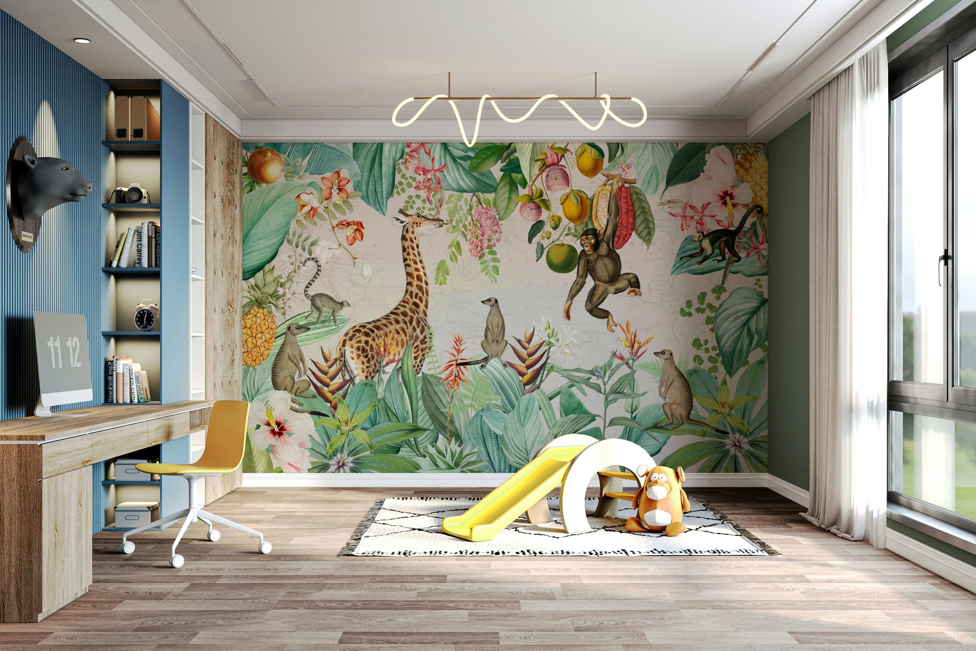 Jungle and savanna mural wallpaper

