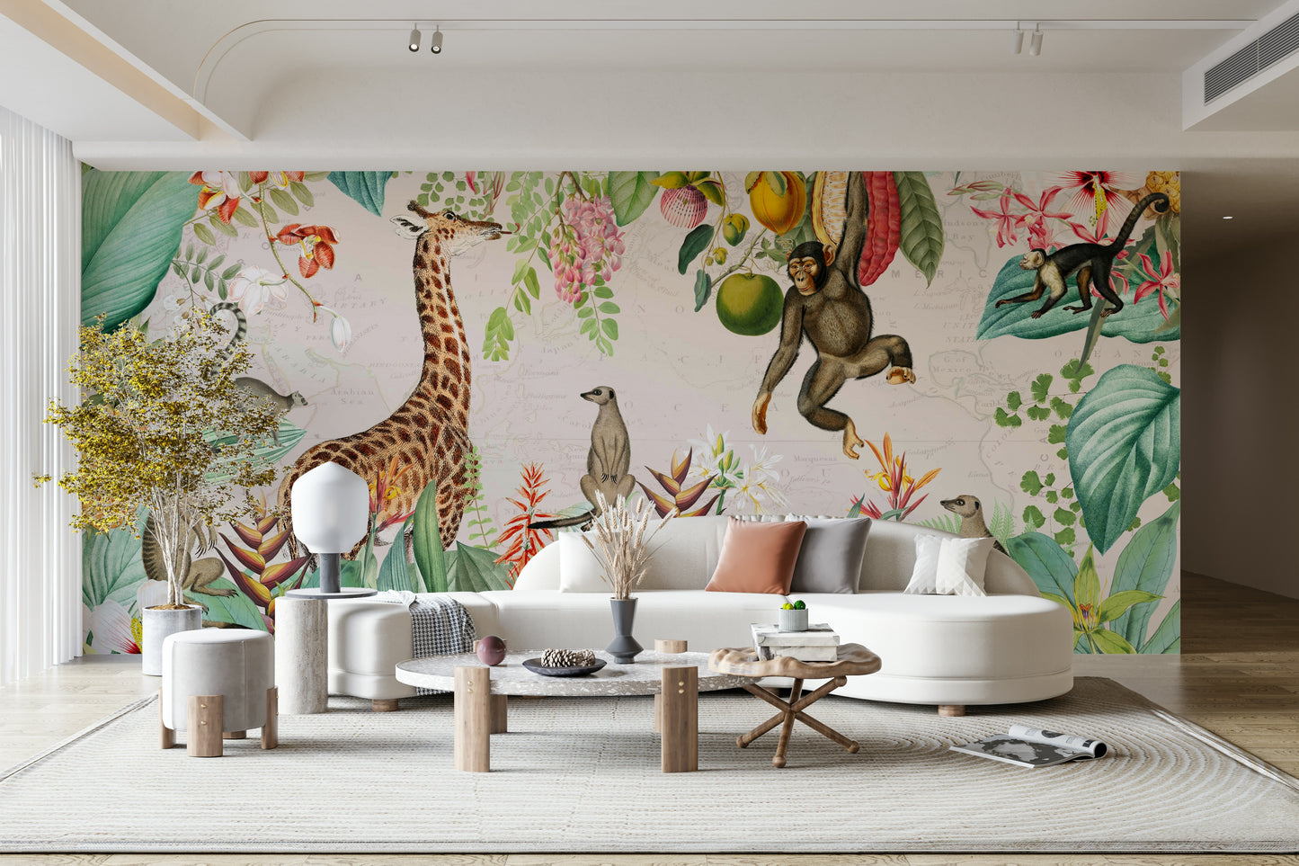 Hand-painted safari wallpaper design

