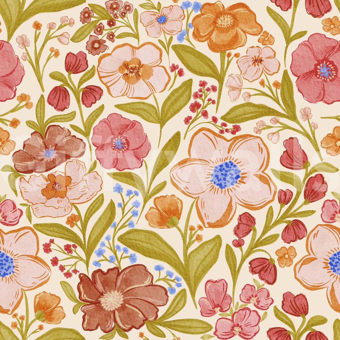 Botanical Watercolor Dreams Wallpaper⁠