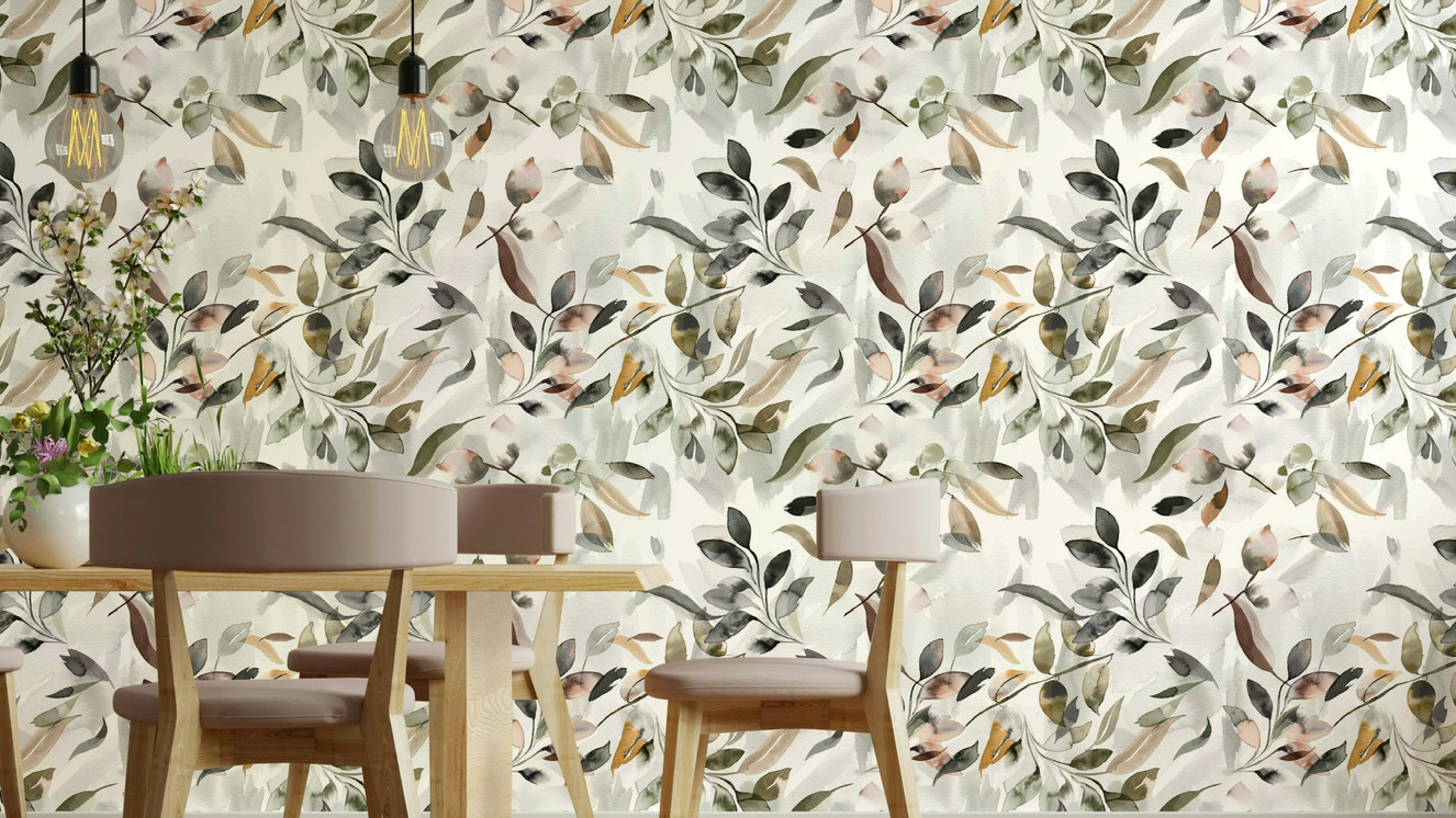 Botanical Leaf Watercolor  Wallpaper⁠