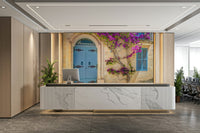 The wallpaper is applied seamlessly, making the view feel realistic.

