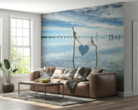 Emotional art piece Bound by Love mural vast cloudy horizon.