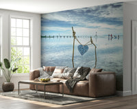 Emotional art piece Bound by Love mural vast cloudy horizon.