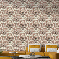Romantic floral wallpaper featuring bow accents

