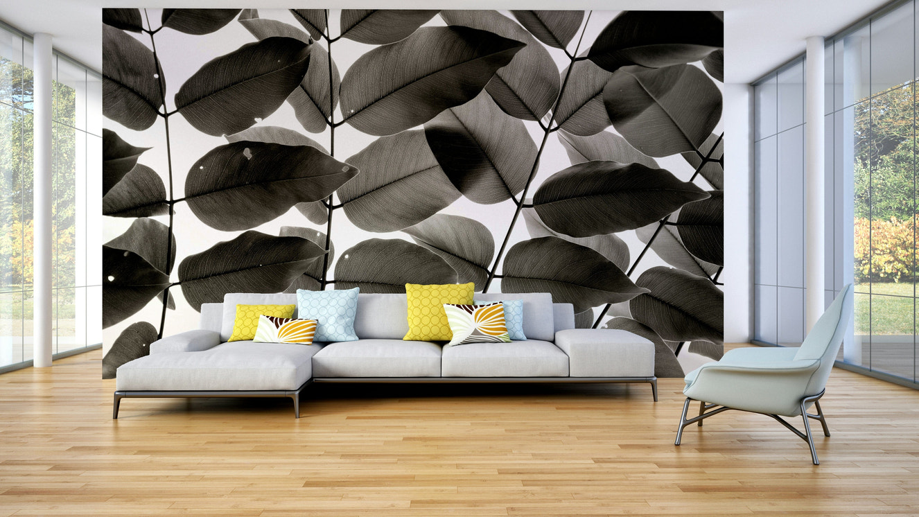 A beautiful serene foliage wallpaper mural for a modern home.


