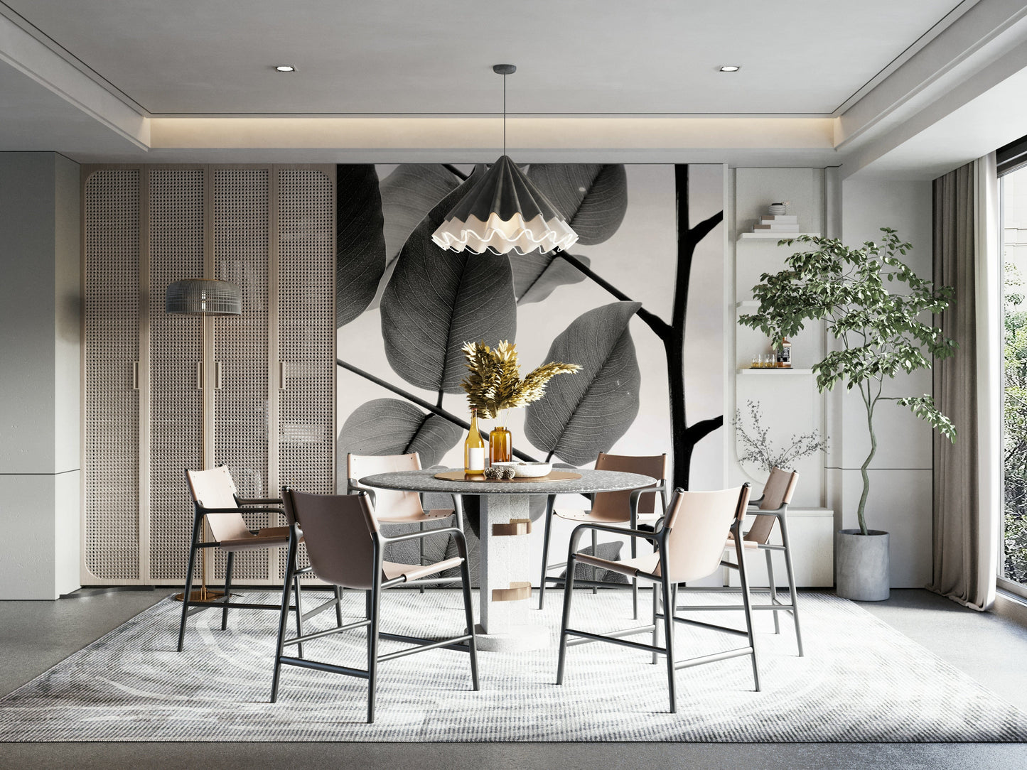 A contemplative natural theme wallpaper mural for a feature wall.

