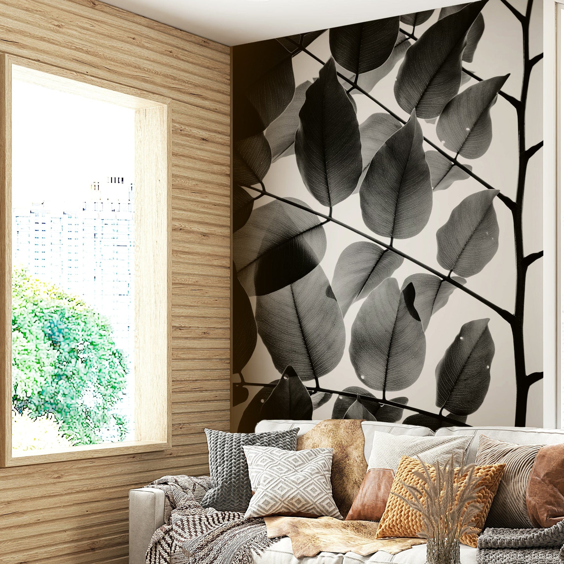 A tranquil tree branch wall mural for your decor.

