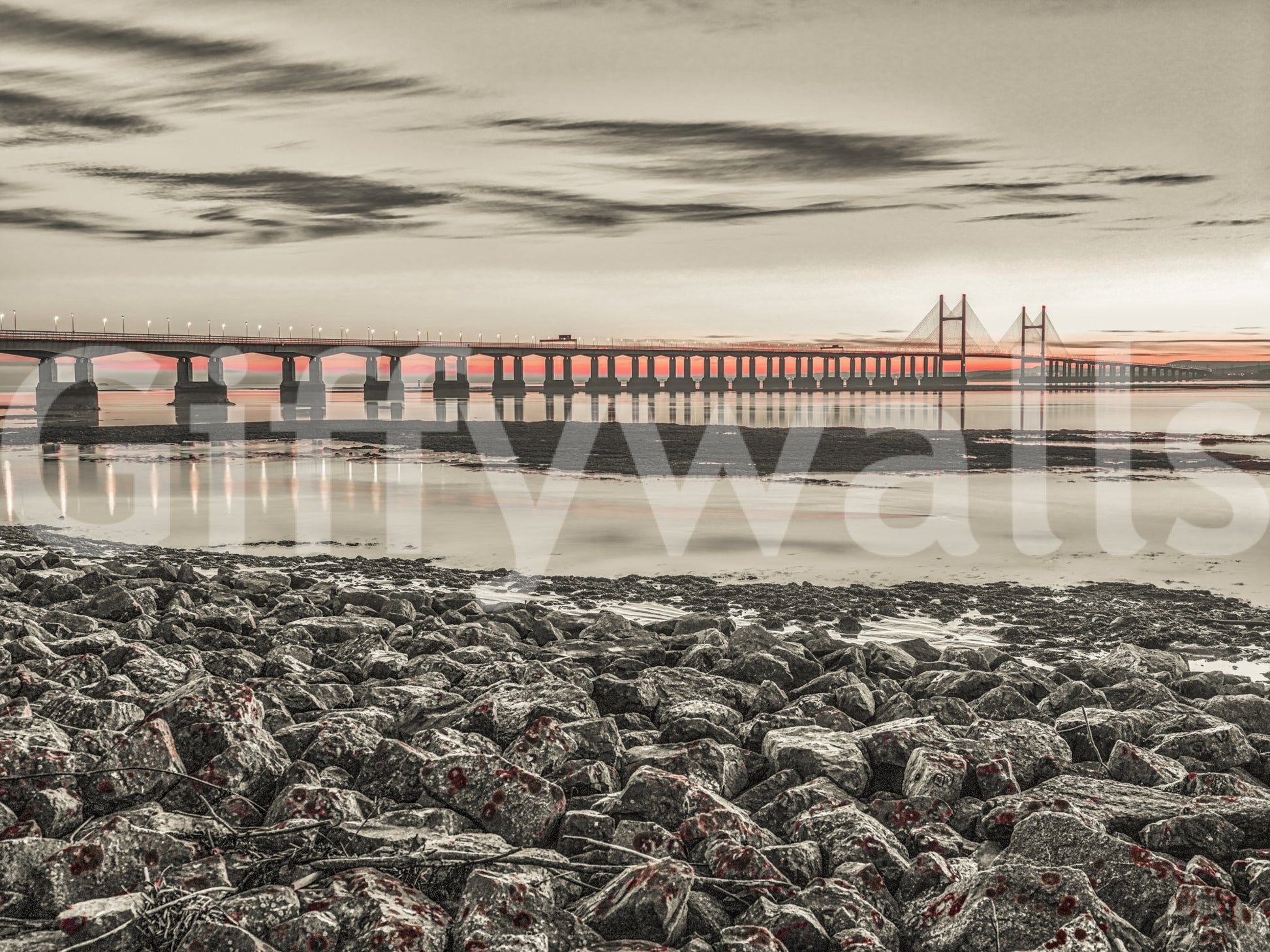 Bridge at Dusk Wall Mural