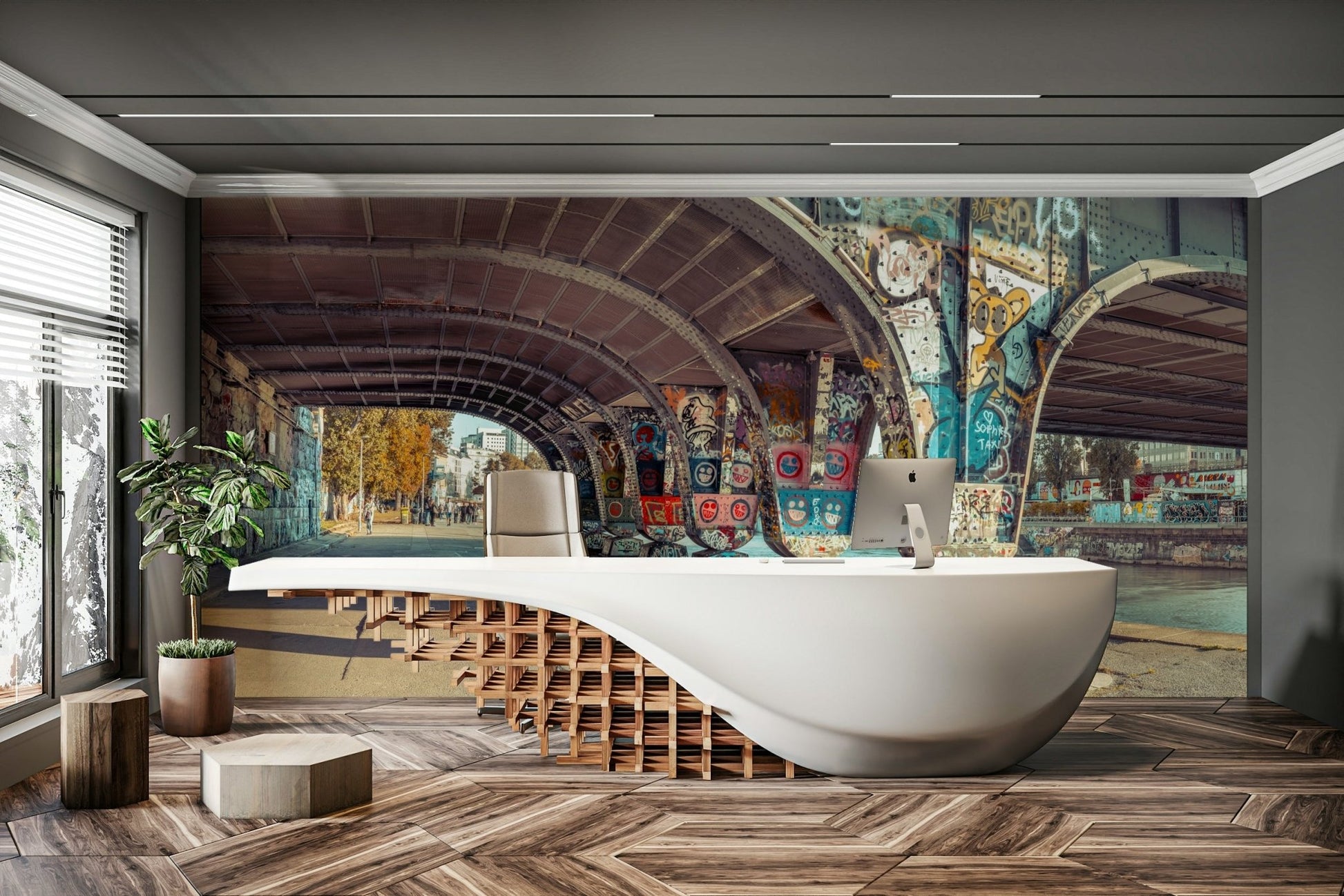 Abstract elements or brushstrokes.

